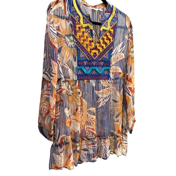 Soft Surroundings Women's Multi-colored Tory Tunic Sheer Top Size XL Floral - Picture 2 of 5